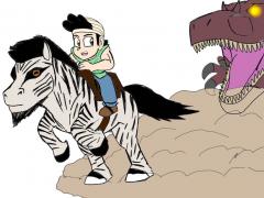 Sam and Equu chases by Giganotosaurus